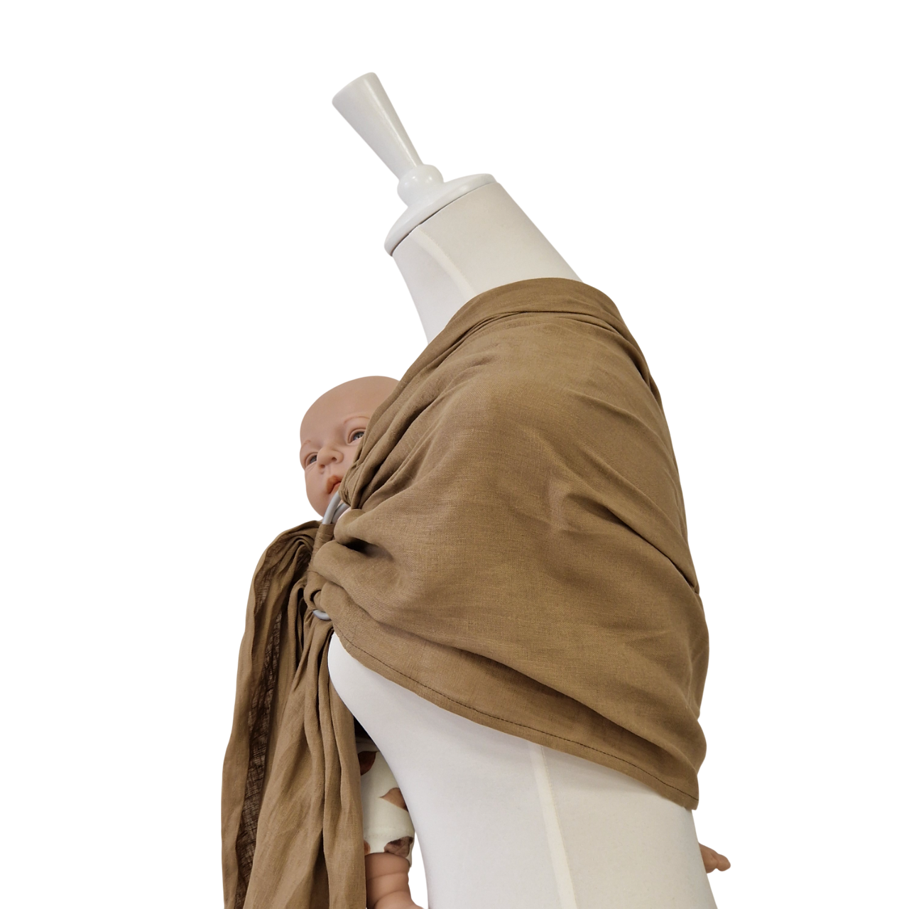 Leinen-RingSling beige baby carrier made of breathable linen for close and secure carrying