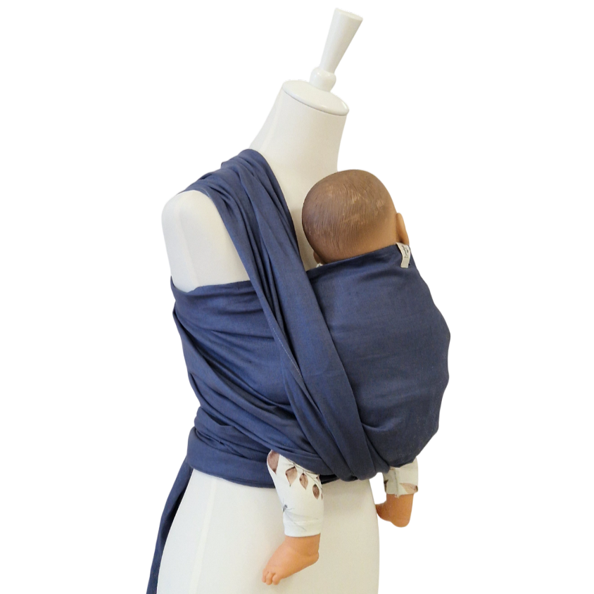 Leinentragetuch INDIGO blaues Babytragetuch aus 100% Leinen für 3,5-20 kg Babys, atmungsaktiv und nah am Herzen