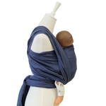 Leinentragetuch INDIGO aus 100% Leinen in Blau mit Babytragefunktion für 3,5-20 kg vor dem Körper