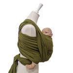 Leinentragetuch MOOSGRÜN in khaki, atmungsaktives Babytragetuch aus 100% Leinen, langlebig und bequem, für Babys 3,5-20 kg