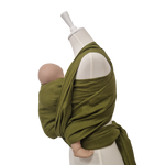 Leinentragetuch MOOSGRÜN aus 100% Leinen in Khaki, atmungsaktiv und nachhaltig, für Babys 3.5-20 kg