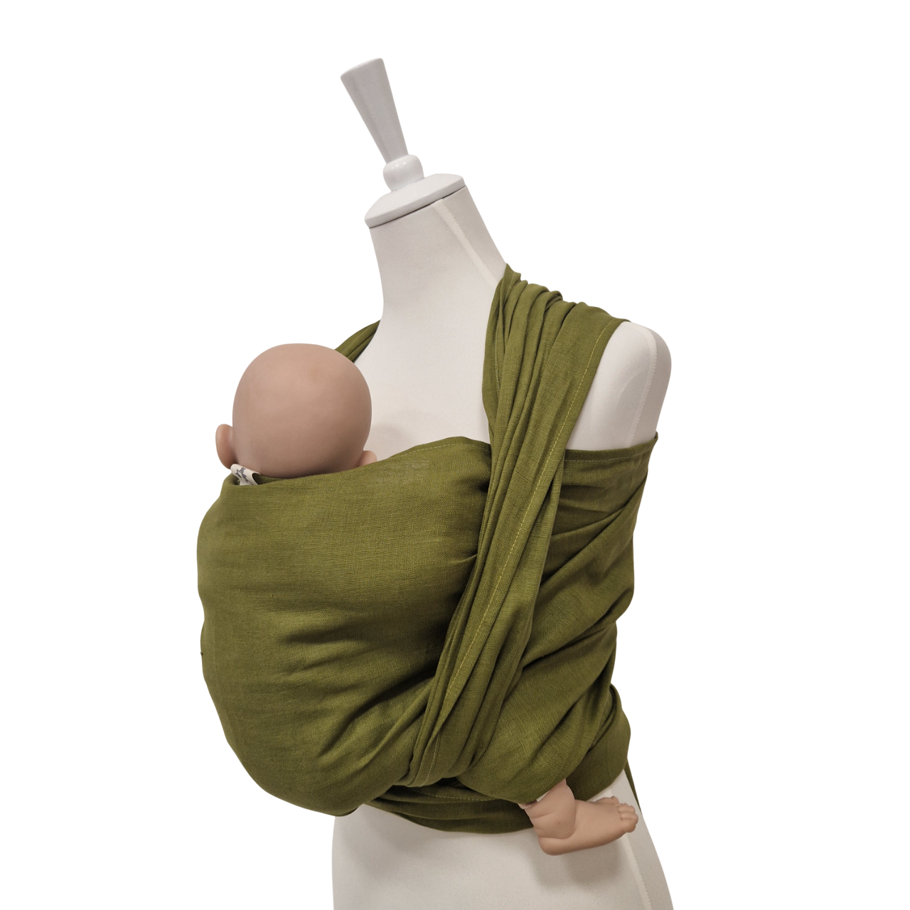 Leinentragetuch MOOSGRÜN in khaki mit Babytragefunktion aus 100% Leinen, atmungsaktiv und nachhaltig