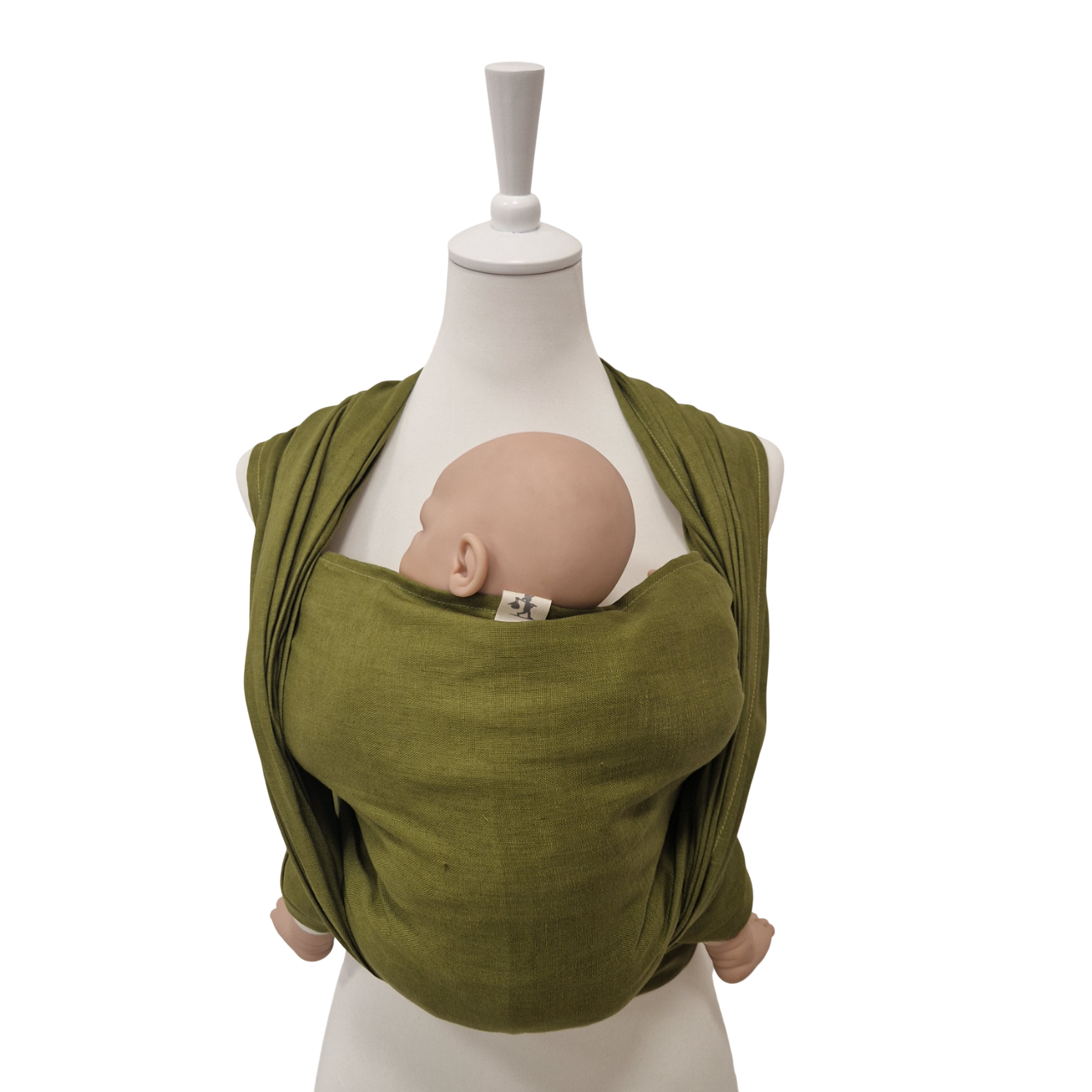 Leinentragetuch MOOSGRÜN aus 100% Leinen für sichere Babytragen bis 20 kg in Khaki-Grün