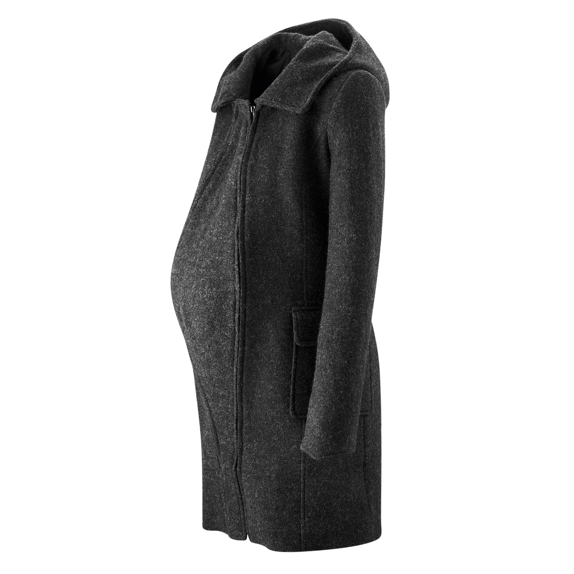 Mamalila Kapuzen Tragemantel Vienna, wool coat with hood, adjustable baby insert, German Design Award 2016 winner.