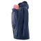 Mamalila Kurzmantel Berlin, 4-in-1 maternity and babywearing coat in navy with hood, cotton and recycled polyester blend, urban style.
