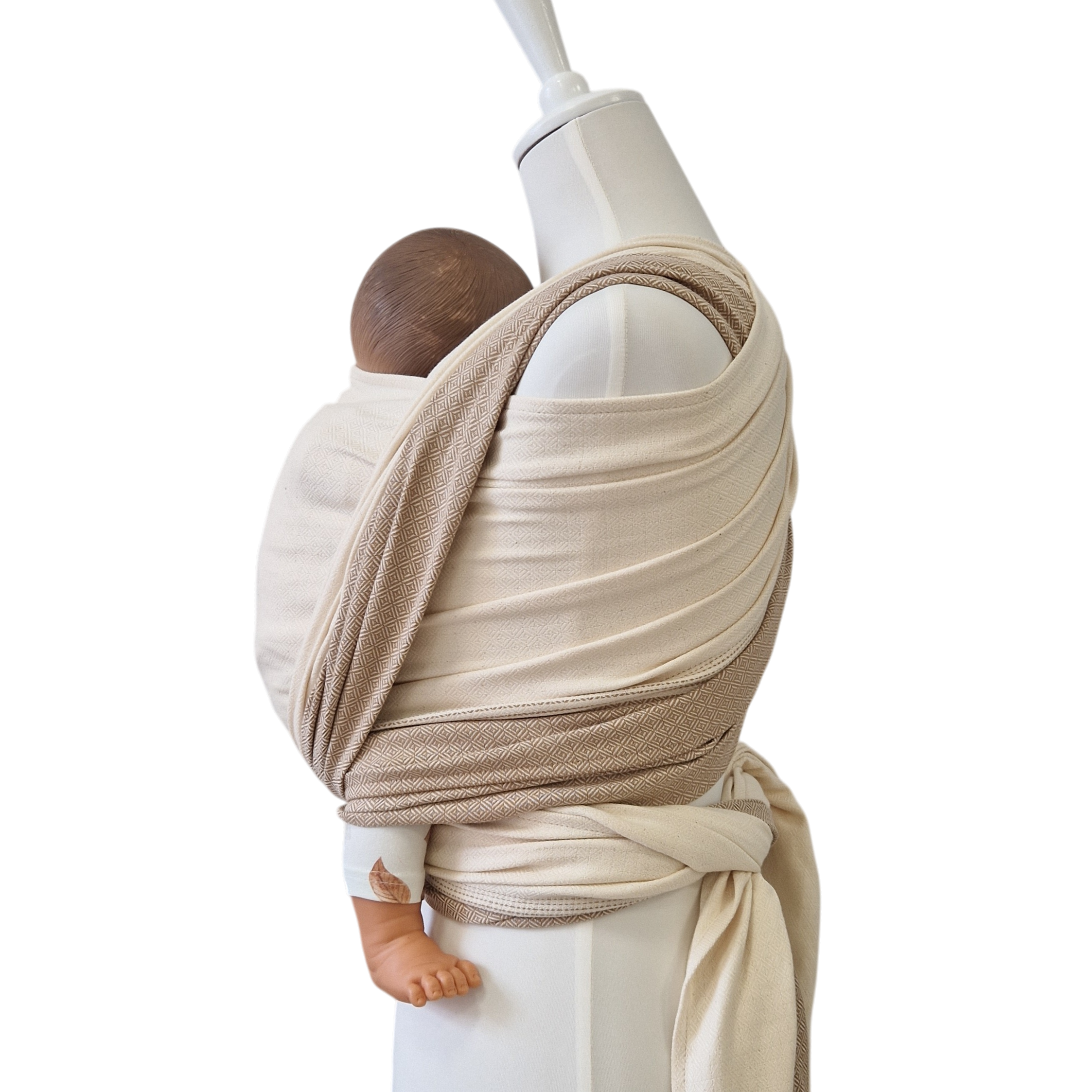 Tragetuch Leo Natur mit zartem Farbverlauf aus 100% Baumwolle, weich und diagonal elastisch, ideal für Babys von Geburt bis Kleinkindalter
