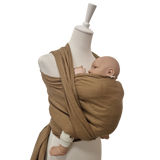 Beige Leinentragetuch STROHGOLD aus 100% Leinen mit Babytragefunktion für 3,5-20 kg Babys