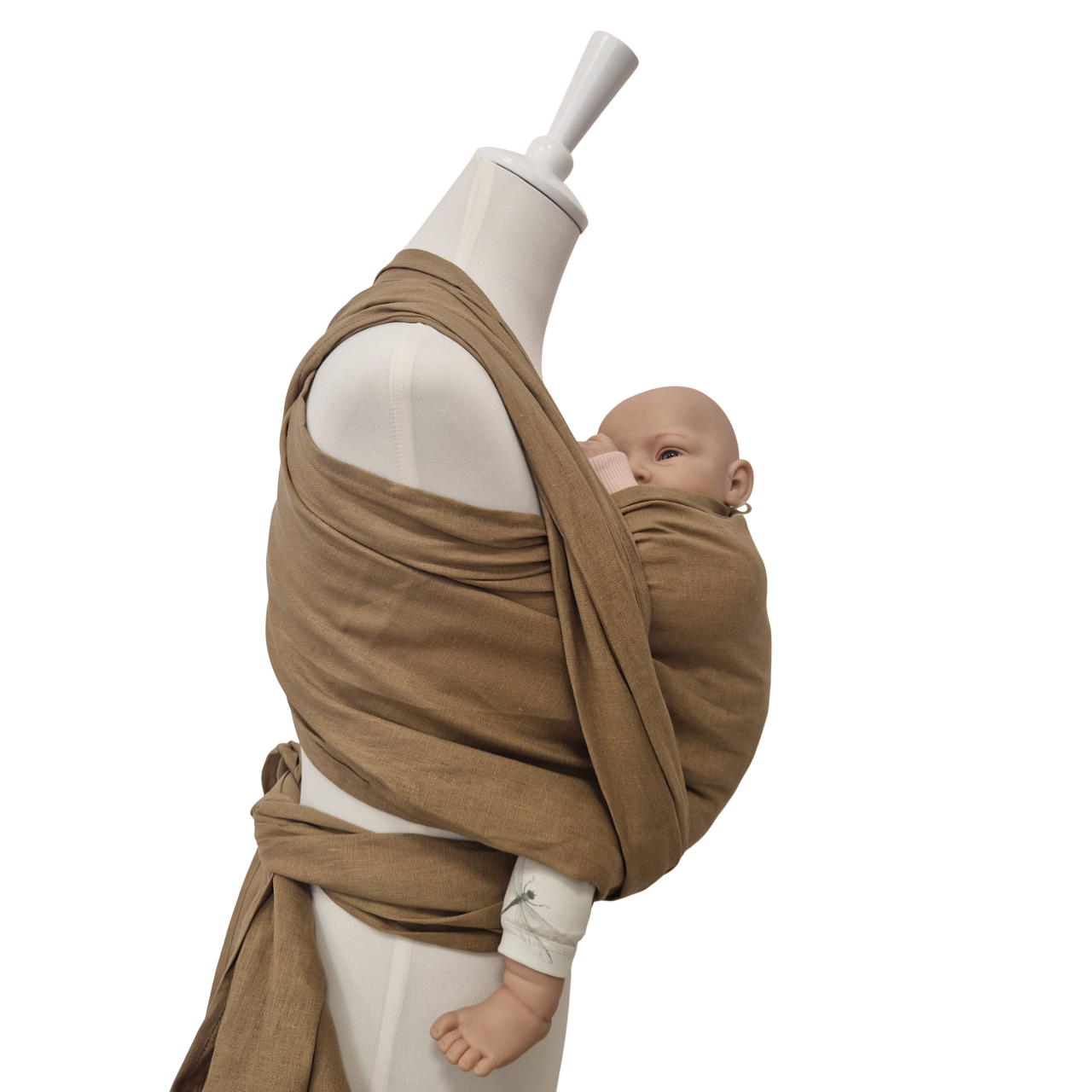 Beige Leinentragetuch STROHGOLD aus 100% Leinen, atmungsaktiv und leicht, komfortable Babytrage für 3,5-20 kg Babys