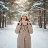 Storchenwiege Teddy Loop Sand winter loop scarf made of soft warm polyester teddy fabric