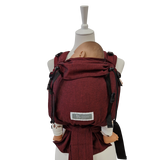 Babycarrier Bordeaux ergonomische Half-Buckle-Babytrage mit Kopfstütze und Brustgurt aus 100% Baumwolle ab Geburt