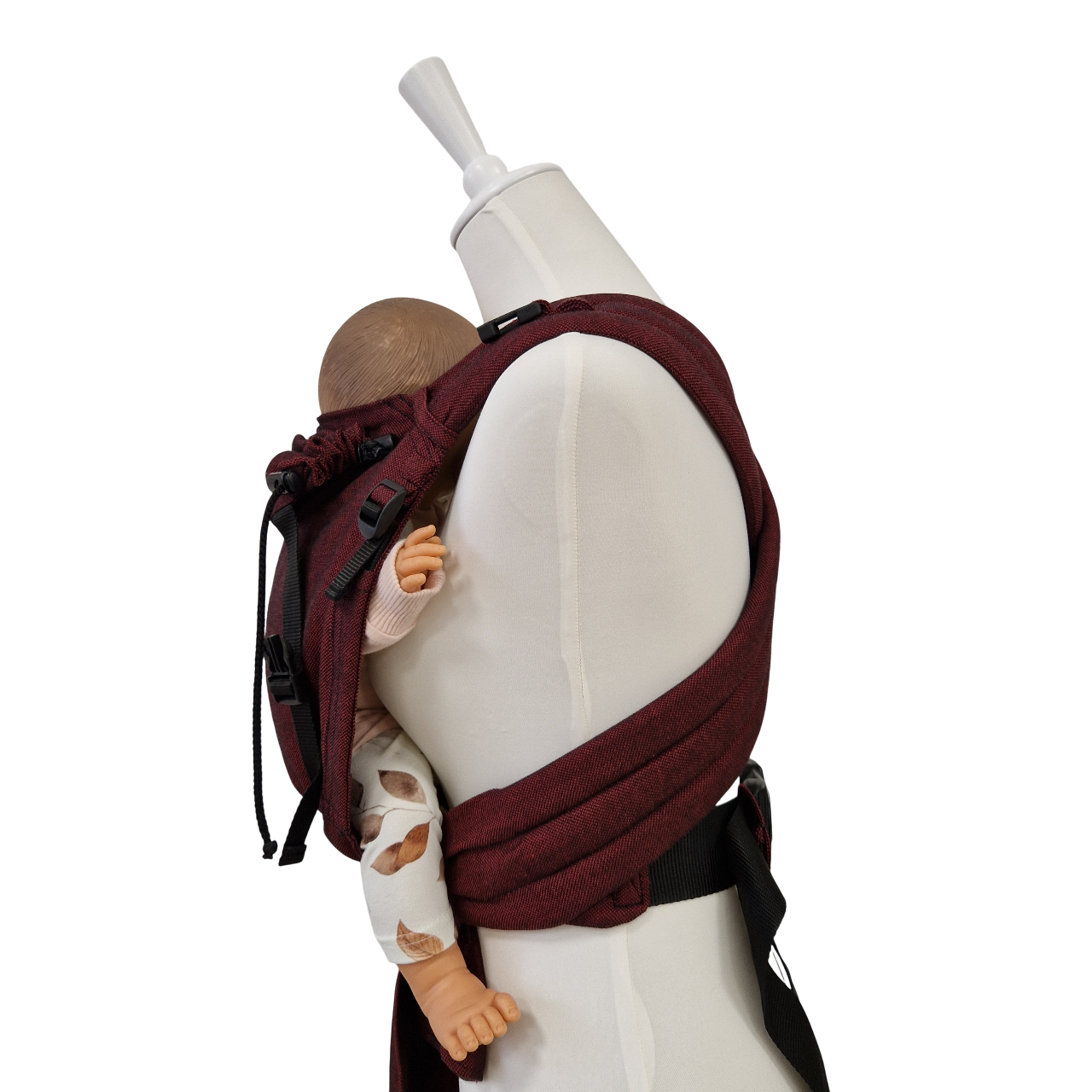 Babycarrier Bordeaux ergonomische Half-Buckle-Babytrage mit gepolsterten Trägern und Brustgurt in Bordeaux