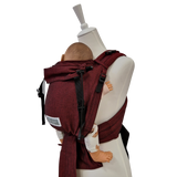 Babycarrier Bordeaux Half-Buckle Babytrage aus Baumwolle mit Kopfstütze und Brustgurt