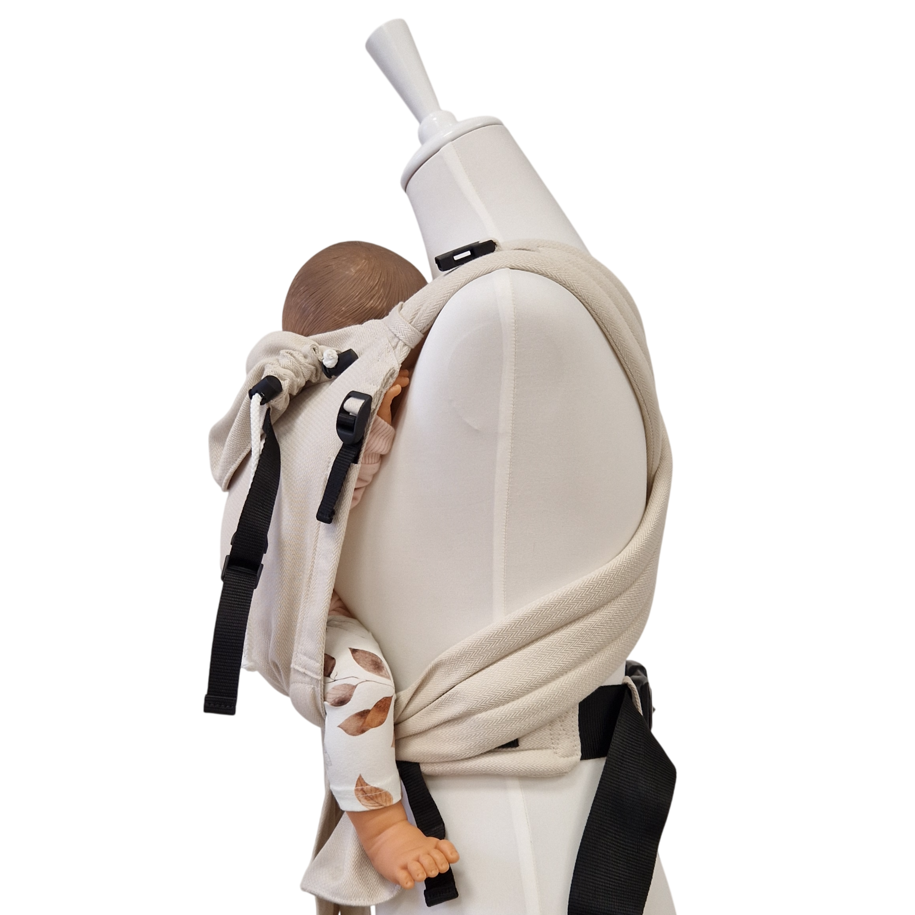 Ergonomische Babytrage ab Geburt mit gepolsterten Schulterträgern und Hüftgurt für sicheren Halt
