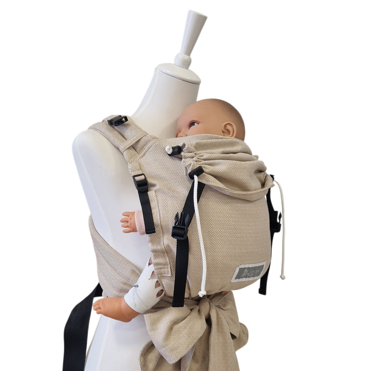 Ergonomische Babytrage ab Geburt mit gepolsterten Schulterträgern und Hüftgurt für sicheren Halt