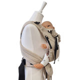 Ergonomische Babytrage ab Geburt mit gepolsterten Trägern und Hüftgurt aus 100% Baumwolle, Made in Germany
