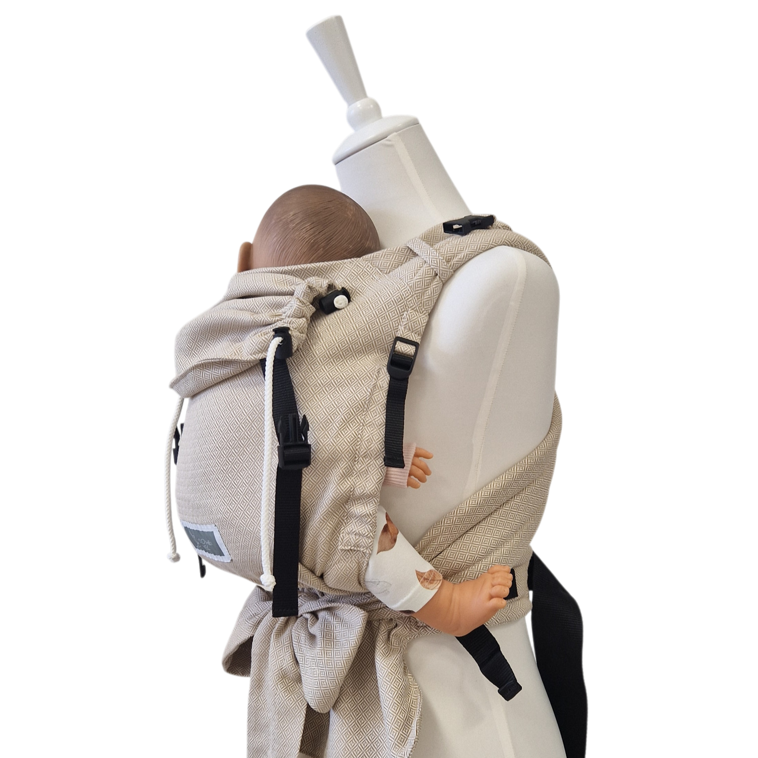 Ergonomische Babytrage ab Geburt mit gepolsterten Schulterträgern und Hüftgurt, flexible Passform, Made in Germany