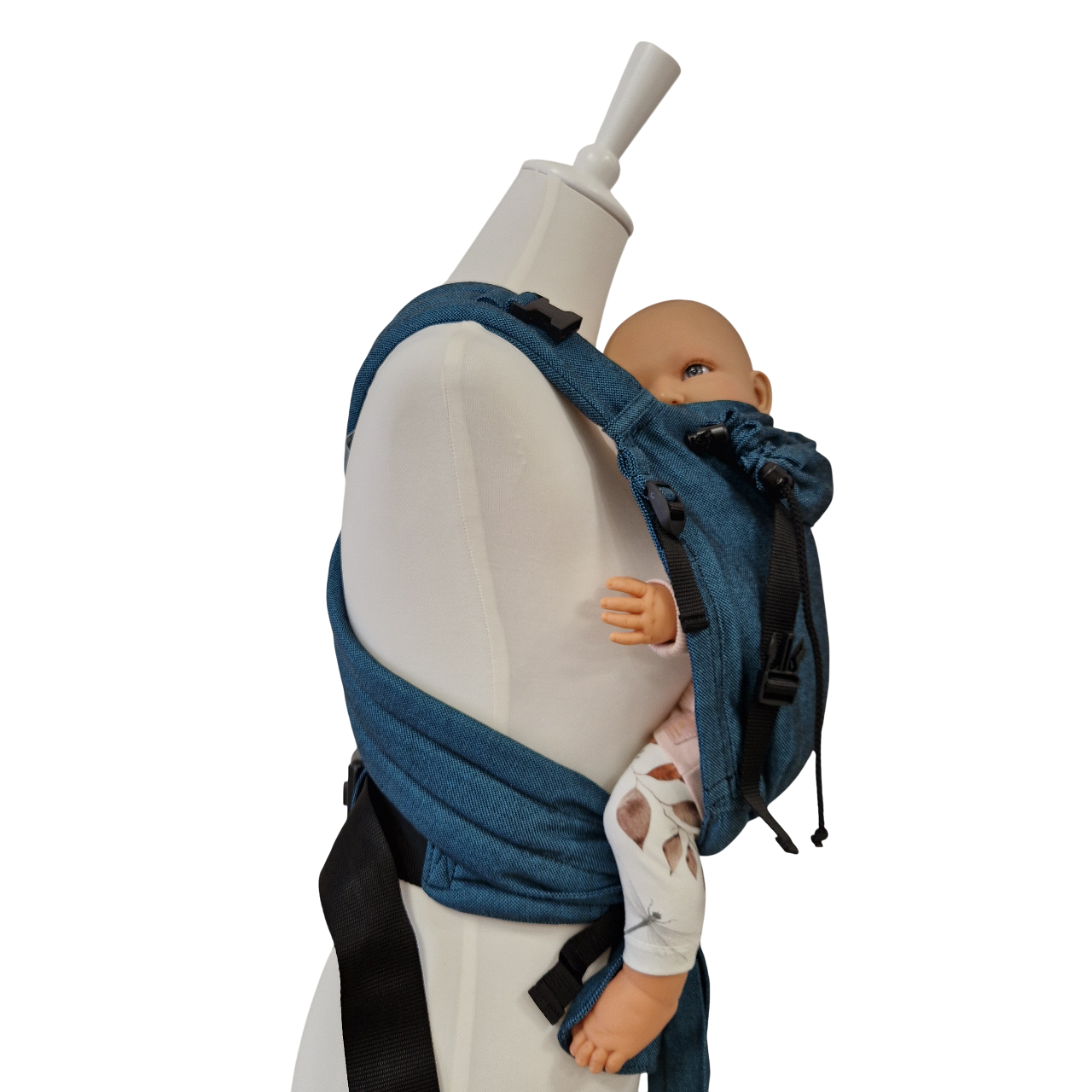 Babycarrier Türkis Half-Buckle-Babytrage mit gepolsterten Trägern und Bauchgurt für gesunde Anhock-Spreiz-Haltung