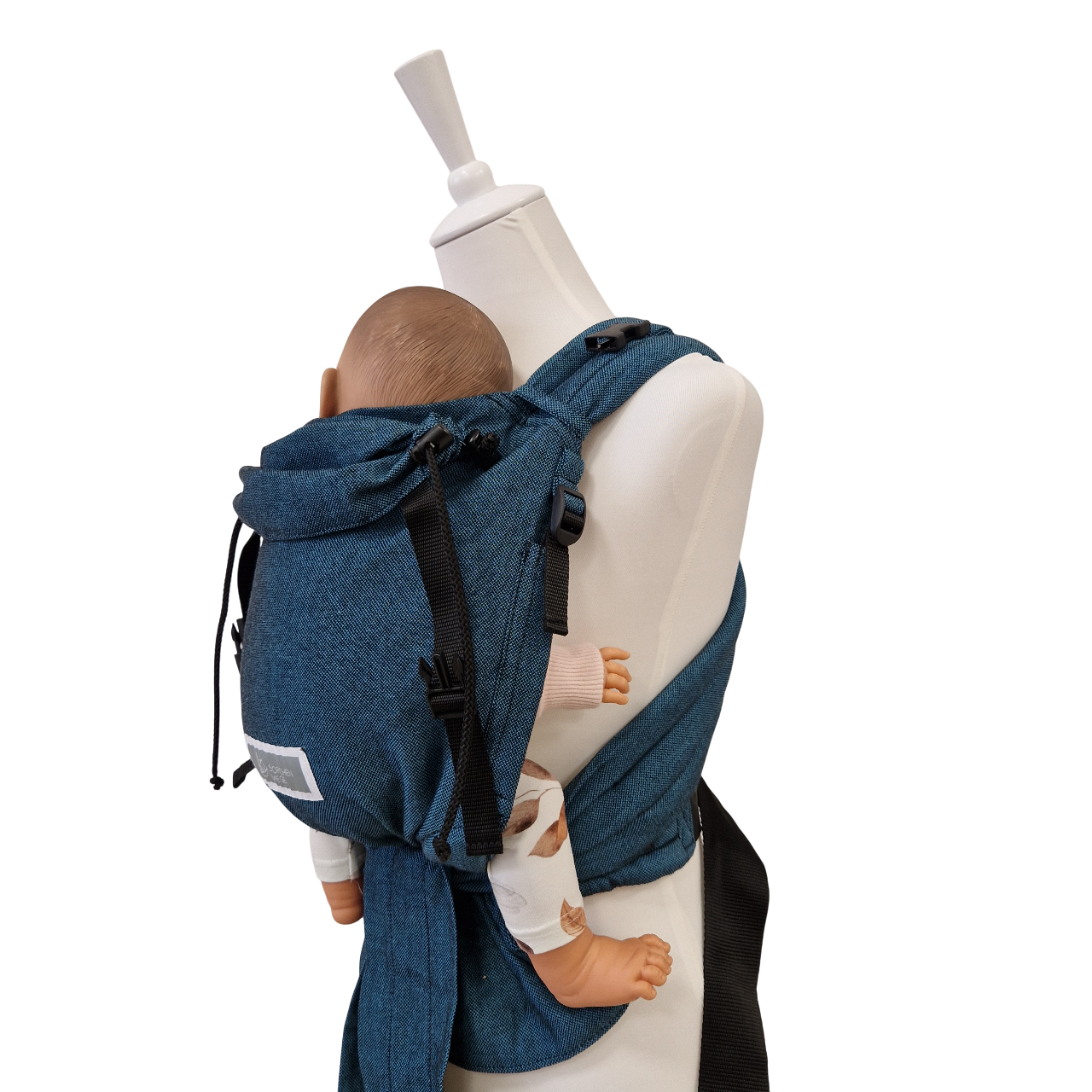 Babytage Türkis Half-Buckle Babytrage mit gepolsterten Gurten und verstellbarem Steg für optimale Anhock-Spreiz-Haltung