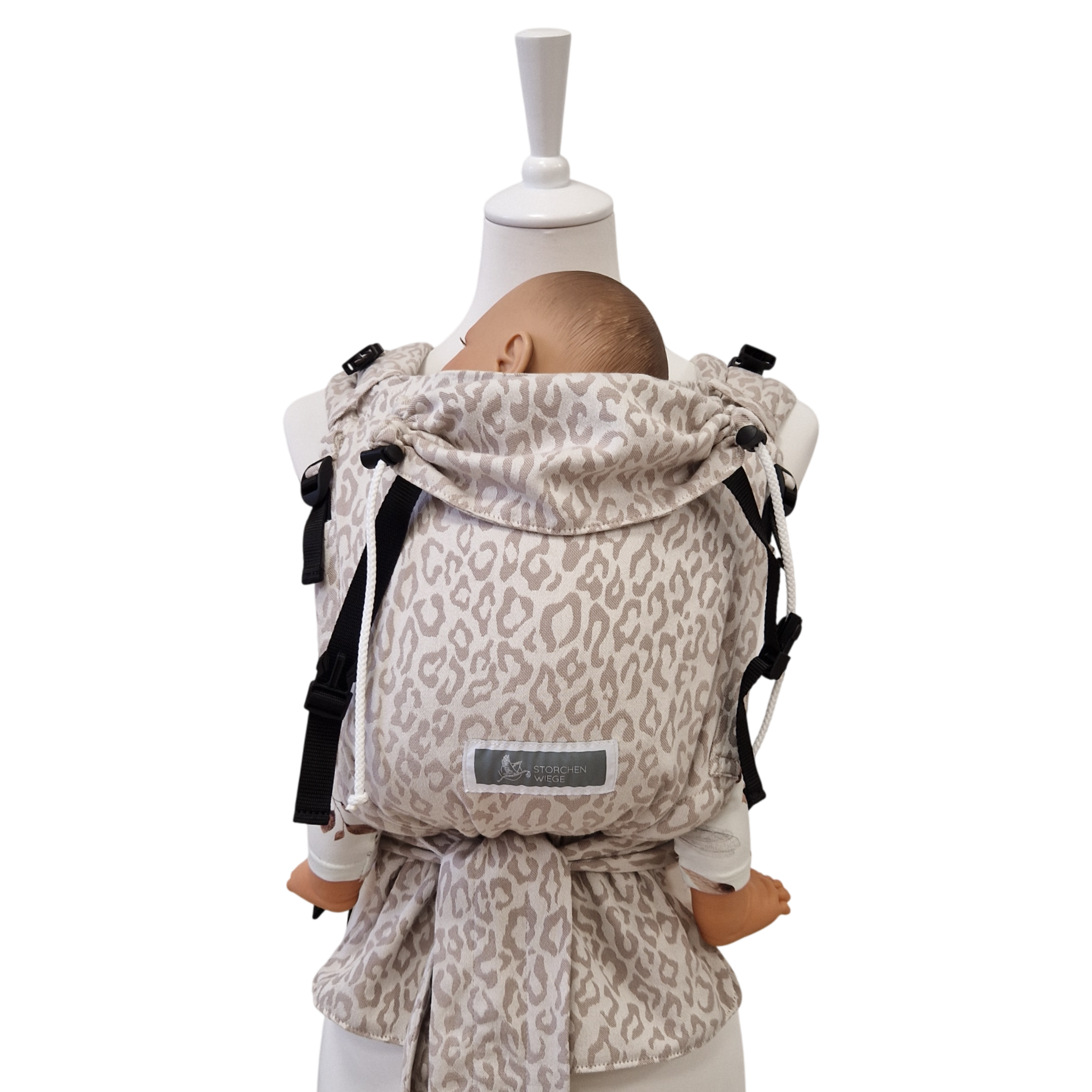 Ergonomische Babytrage ab Geburt mit gepolsterten Schulterträgern und Hüftgurt aus 100 % Baumwolle