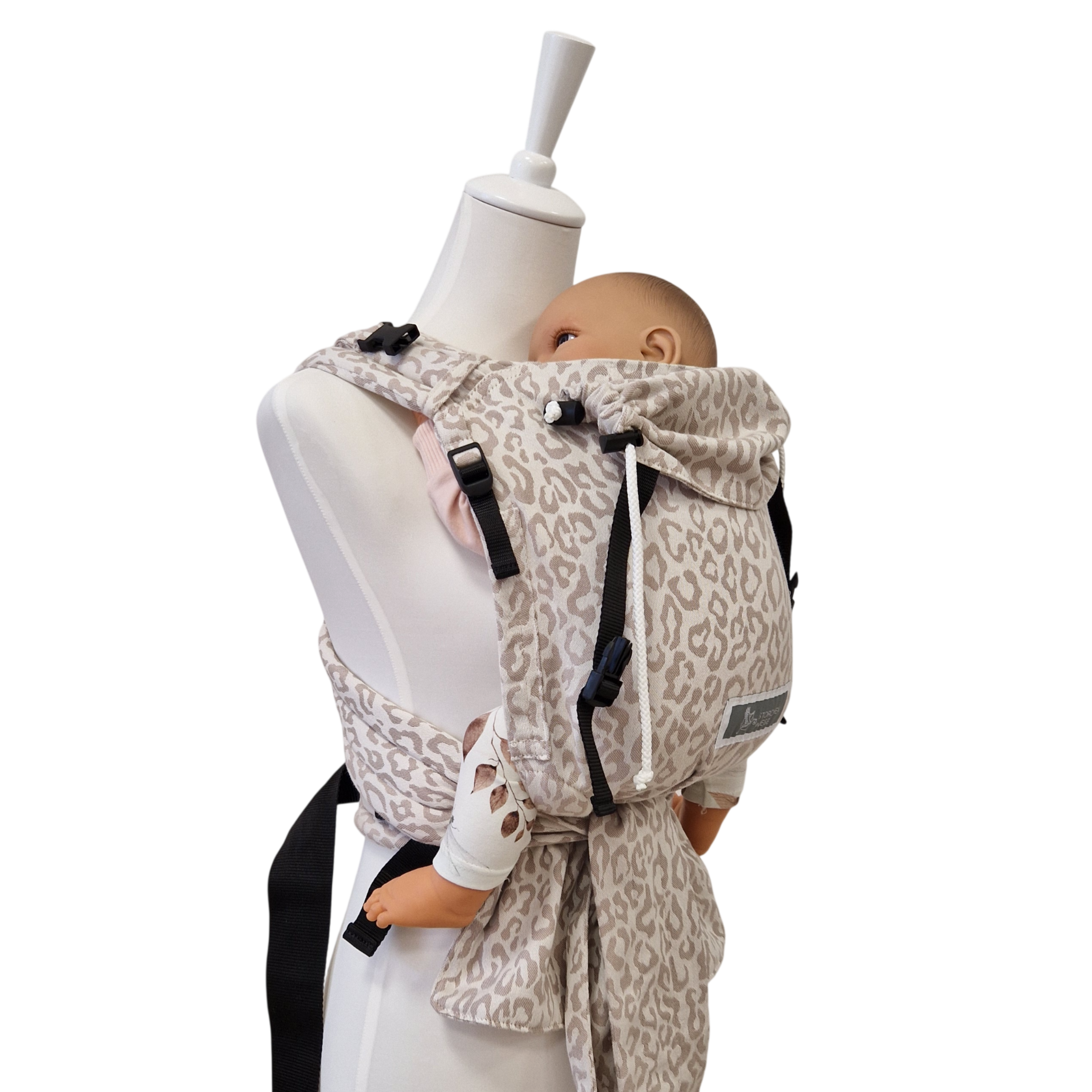 Ergonomische Babytrage ab Geburt mit gepolsterten Schulterträgern und Hüftgurt für sicheren Halt