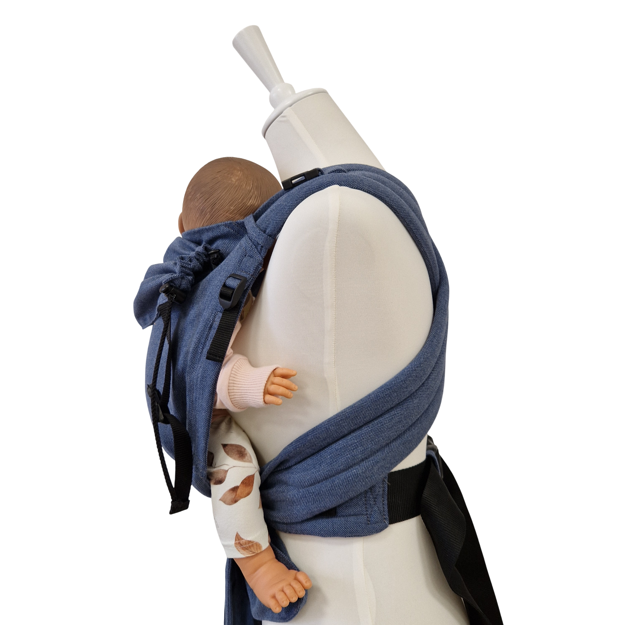 Babycarrier Jeans in optimal anpassbarer Half-Buckle-Babytrage in Jeans-Optik mit gepolsterten Trägern und Bauchgurt