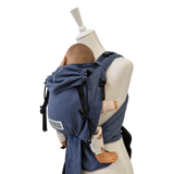 Babycarrier Jeans in optimal anpassbarer Half-Buckle-Babytrage mit Kopfstütze und Brustgurt in Jeans-Optik