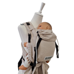 Halbduchs Babytrage Mondstein mit gepolsterten Trägern und Bauchgurt in beige für Neugeborene und Babys