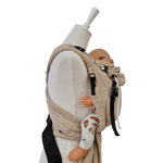 Half-Buckle Babytrage Talemo Natur aus 100% Baumwolle mit gepolsterten Trägern und Bauchgurt für gesunde Anhock-Spreiz-Haltung ab Geburt bis 15 kg