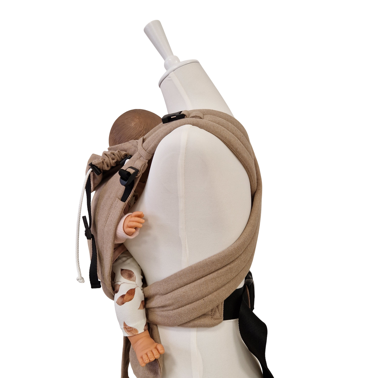 Babytrage Sand mit gepolsterten Trägern und Brustgurt, verstellbar für Neugeborene bis 15 kg