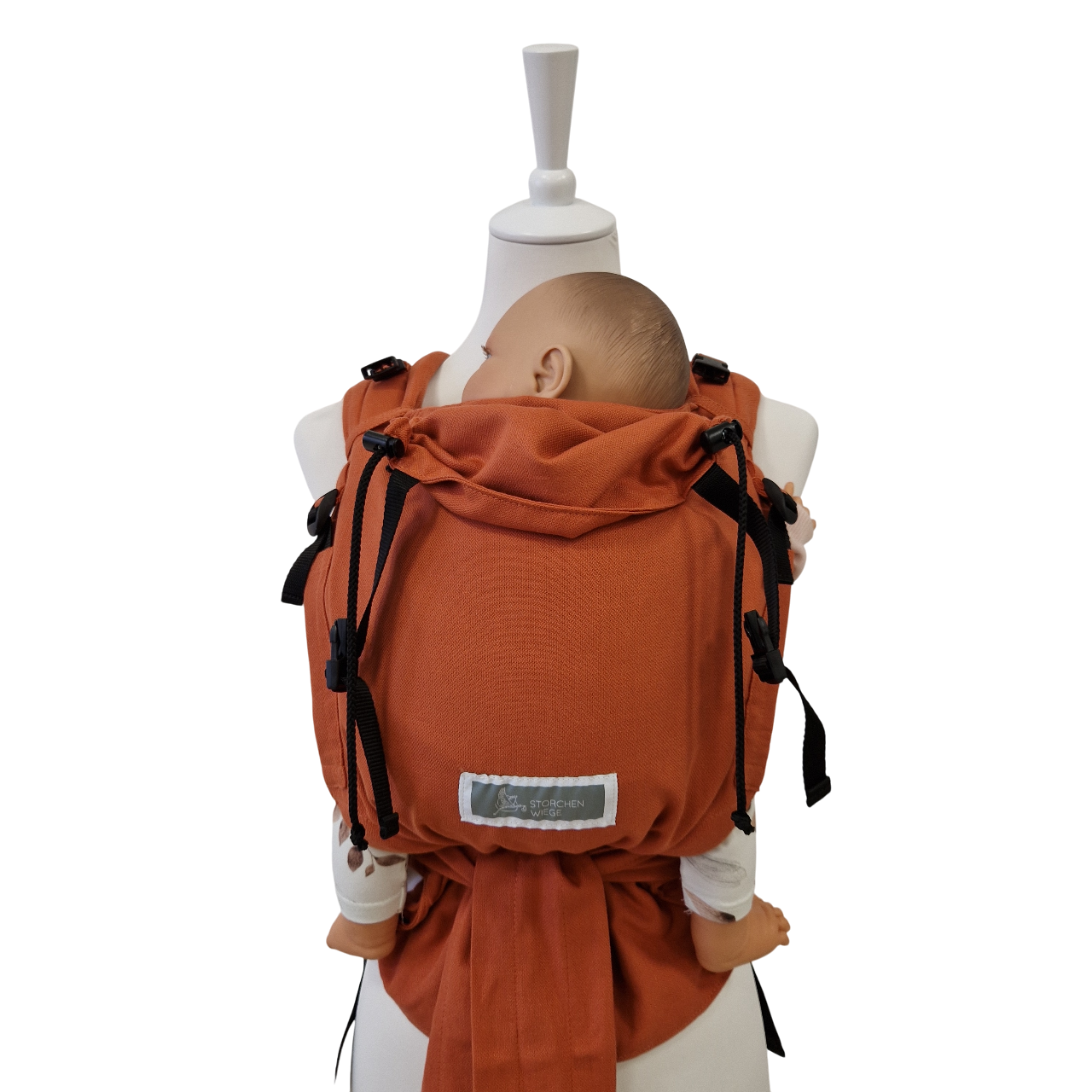 BabyCarrier Terra Half-Buckle-Babytrage in Terra mit Kopfstütze und Brustgurt, ab Geburt, 100% Baumwolle, ÖKO-Test Testsieger