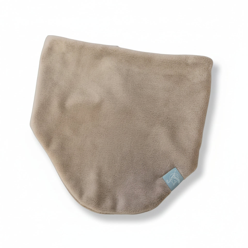 Beiger Storchenwiege Loop aus weichem Valboa-Stoff, kuschelig und warm für kalte Tage