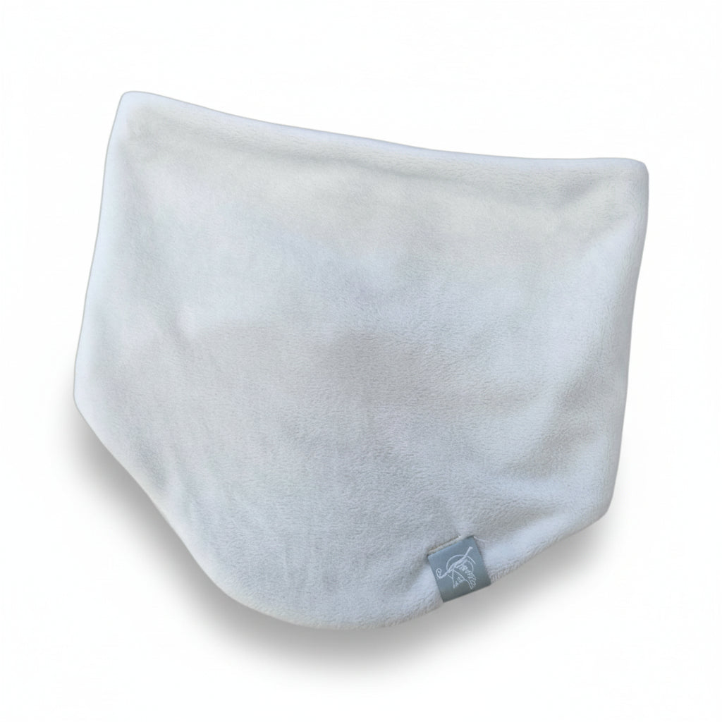 Hellgrauer Storchenwiege Loop aus weichem Valboa-Stoff, kuschelig und warm für kalte Tage