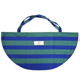Blue striped baby weighing sling bag made of 100% OEKO-TEX cotton, suitable for newborns up to 7 kg, made in Germany