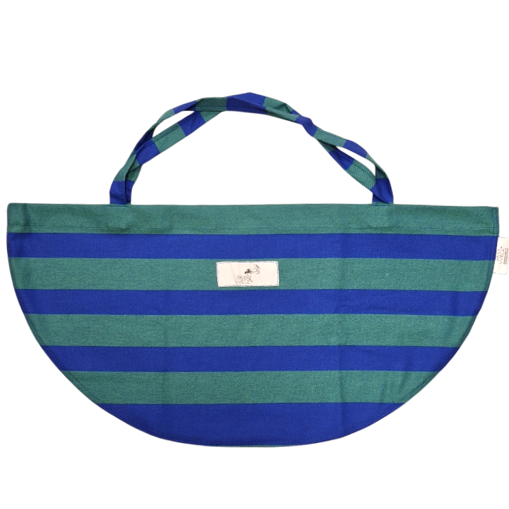 Blue striped baby weighing sling bag made of 100% OEKO-TEX cotton, suitable for newborns up to 7 kg, made in Germany