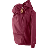 Mamalila Softshell-Tragejacke allrounder fit maternity and babywearing jacket in dark red with hood and fleece lining