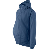 Mamalila Softshell-Tragejacke Allrounder fit blue maternity and babywearing jacket with hood and fleece lining