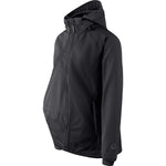 Mamalila Softshell-Tragejacke Allrounder für Schwangerschaft und Babytragen wind- und regenfest mit Fleecefutter schwarz