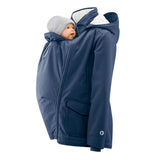 Mamalila Allwetter Tragejacke Cosy Allrounder mit Teddyfutter und Babykapuze in Blau