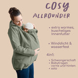 Mamalila Allwetter Tragejacke Cosy Allrounder mit warmem Teddyfutter, winddicht und wasserfest, für Schwangerschaft und Babytragen vorne und hinten.