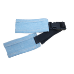 Blue babycarrier Brustgurt with black buckle, made from 100% cotton.