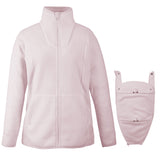 Mamalila Fleece Tragejacke aus atmungsaktivem Micro-Sherpa-Fleece für Schwangerschaft und Babytragen in hellrosa mit Nackenschutz und separatem Einsatz für Babys