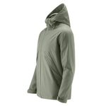 Mamalila Softshell Tragejacke men's allrounder jacket in sage green with detachable baby hood and fleece lining for autumn and mild winter weather protection