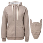 Mamalila Sweat-Tragejacke London beige babywearing hoodie made of organic cotton with hoodie and zipper