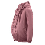 rosafarbene Mamalila Tragejacke Boston mit Babyeinsatz und verstellbarem Nackenschutz aus recyceltem Polyester