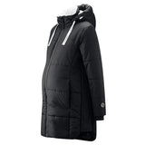 Mamalila Winter-Tragemantel black padded warm babywearing coat with hood and zipper pockets