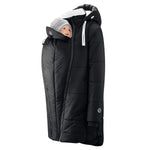 Mamalila Winter-Tragemantel black padded babywearing coat with hood and zipped pockets for cold weather