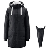 Mamalila Winter-Tragemantel Copenhagen black insulated babywearing coat with hood and zippered pockets